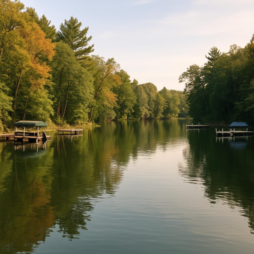 Locations 2 Scenic lake and forest landscape in Waupaca County, Wisconsin