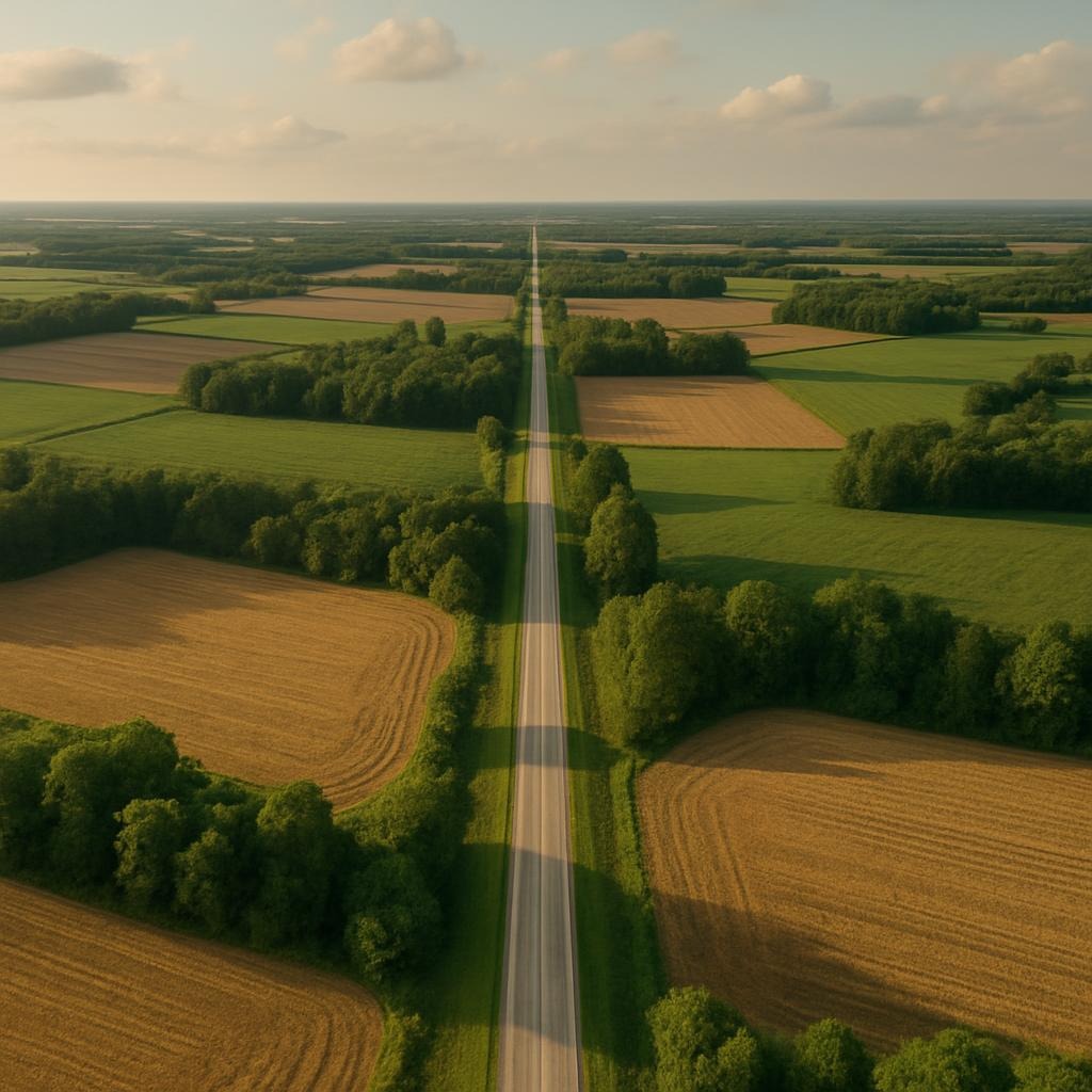 Locations 4 Rural farmland and forest landscape in Wood County, Wisconsin